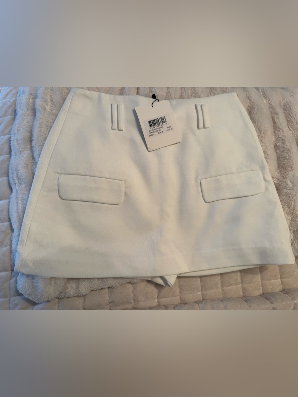 DISSH Cream-White Mini Skirt with Front Flap Pockets - Picture 2 of 2